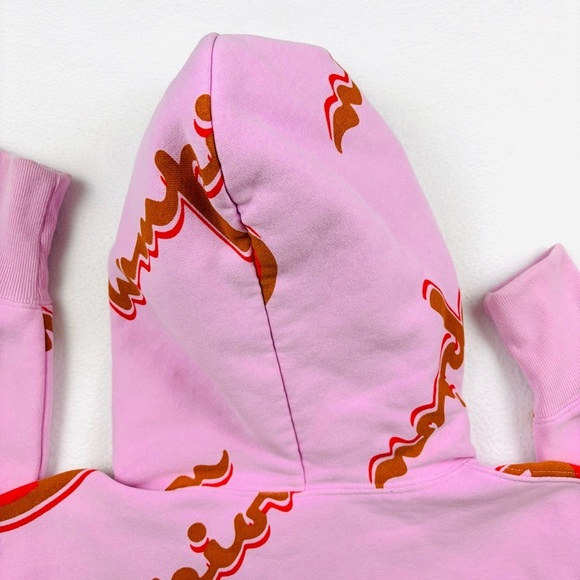 Champion Pink/Brown Thick Reverse Weave Cropped Pullover Hoodie Sweatshirt (M) - Picture 14 of 15